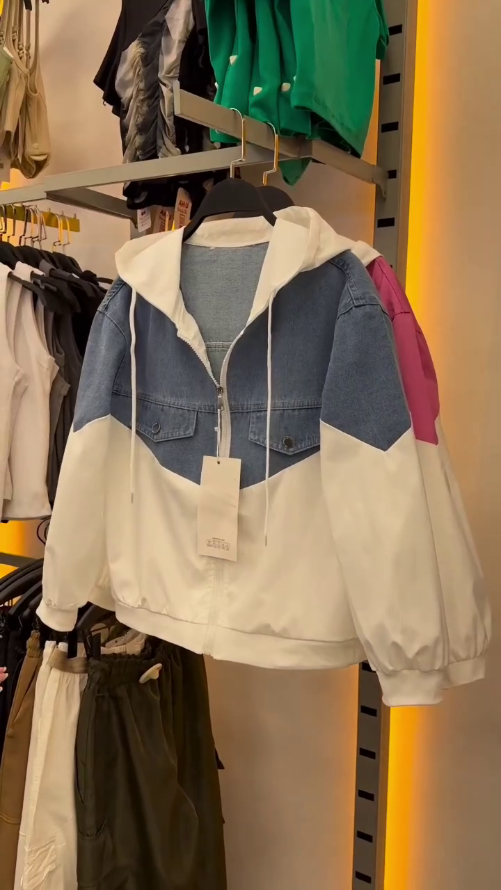 Denim & Nylon Hybrid Hoodie Jacket Streetwear Edition - Image 2