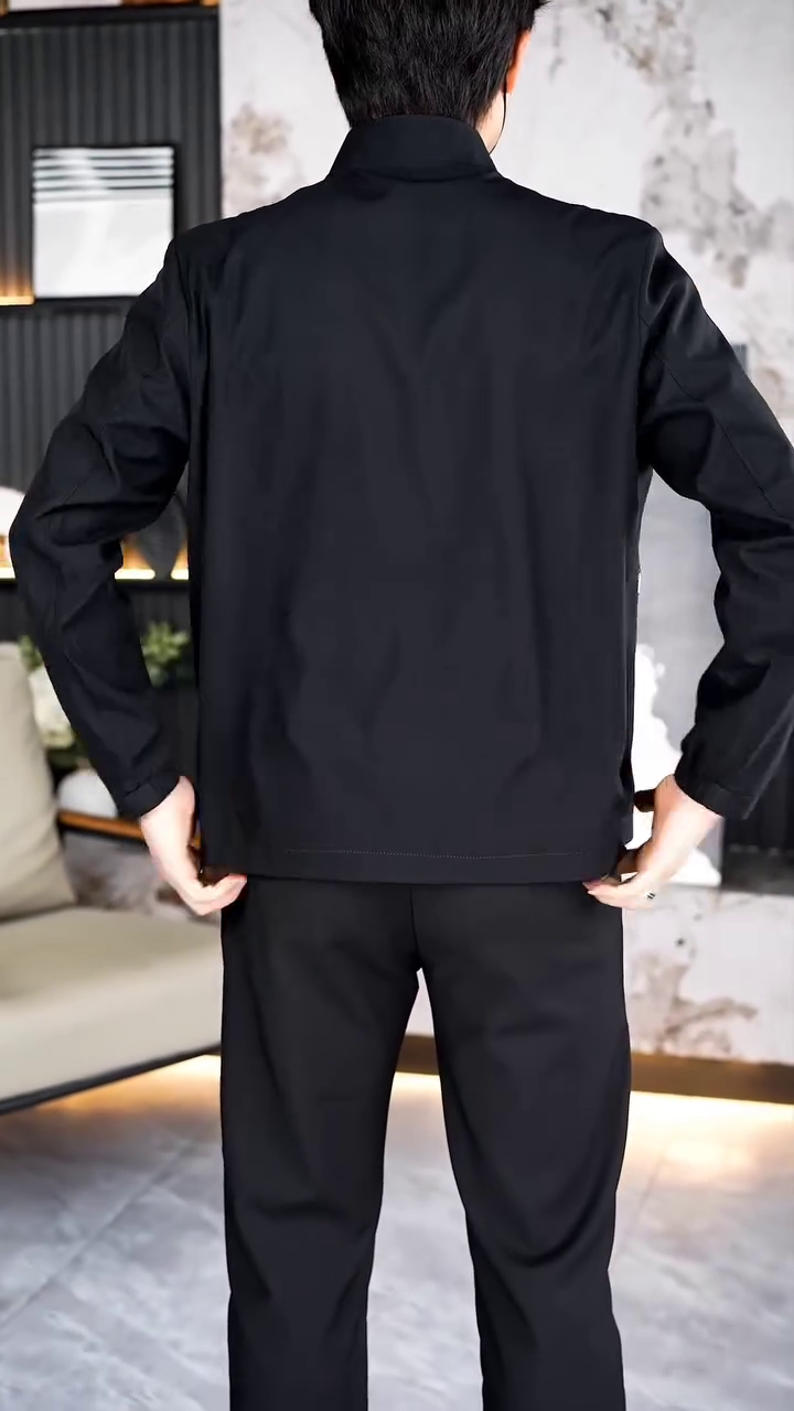 Men’s Classic Black Lightweight Bomber Jacket - Image 3