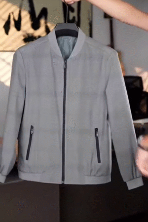 Men’s Premium Grey Checkered Bomber Jacket